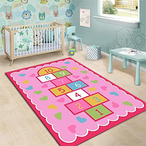 RUGMRZ Teppich Bad Abstraktes Kriechen von rutschfesten Kindern im Innenbereich Couch Teppich Rosa deko für Zimmer Auslegware Kinderzimmer Teppich Bad Gleitschutz Teppich160x230CM