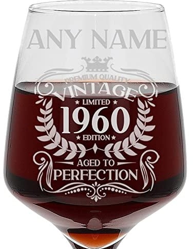 Always Looking Good Personalised Birthday Gift with Name Vintage Any Year Aged to Perfection Engraved Large Wine Glass Present for Birthday with Name Year Old Etched 400ml Wine Glass