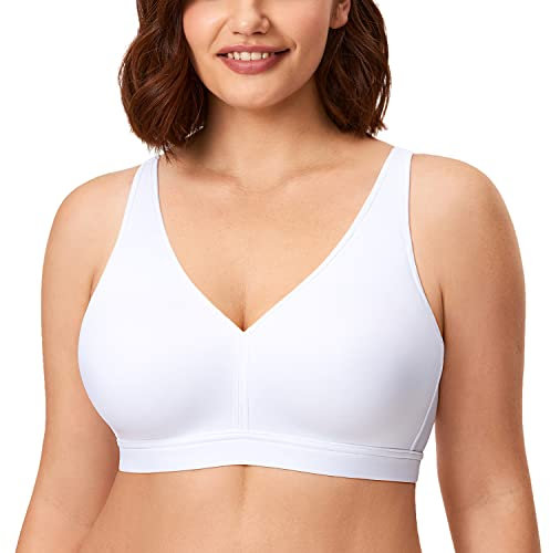 AISILIN Reggiseno Senza Ferretto Donna Bralette Comodo Taglie Forti Senza Cuciture Coppa Piena Reggiseno per Dormire Bianco 8D
