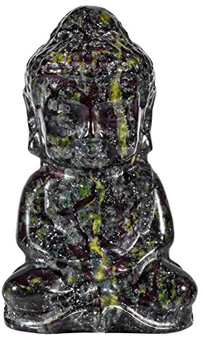 Nupuyai Drachenblutstein Kleiner Süßer Buddha Figur Sitzend Edelstein Kristall Glücksbuddha Heilstein Statue Glücksbringer Feng Shui, Zen Deko und Meditation