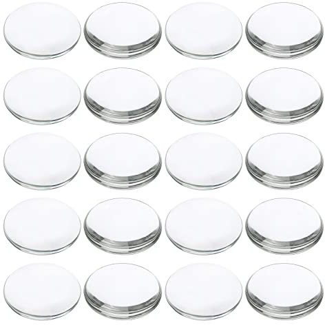 PATIKIL 20 Stück Glas Cabochons 50mm Klare Runde Glascabochons, Flache Rückseite Glaskuppel, Glaskuppel für DIY Schmuck, Foto Anhänger Herstellung, Halsketten