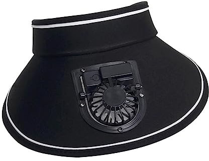 Harilla Sun Visor Hat with Fan, Sun Hat Built in Fan 3 Levels of Wind Speed Portable Breathable Mini Fan Hat Sun Visor Fan Hat for Kids Adults Sport, Black