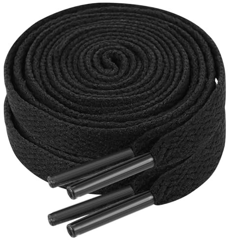 Ouligay 2 paia di lacci piatti da 8 mm di larghezza, lacci di ricambio per scarpe da ginnastica, scarpe sportive, allenatori, in poliestere, lunghezza: 120 cm, colore: nero, 120, Nero , 120