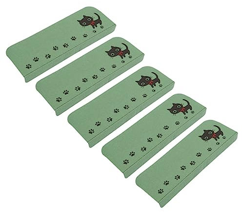 Angoily 5stücke Treppenteppich Für Treppenstufen rutschfeste Lauffläche Aus Polyester Und PVC Grün Waschbar Installieren Und Zuschneiden