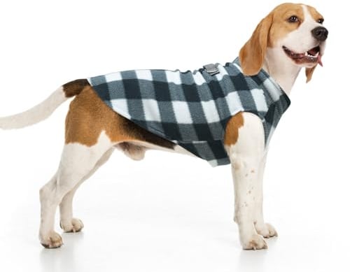 BEAUTYZOO BEAYTYZOO Kleiner Hundepullover Fleece Weste Winterjacke D-Ring Leinenbefestigung für XS S Welpen mittelgroße Rassen Hunde Kaltwetter Hundekleidung winddicht warm halten, klassisches weißes
