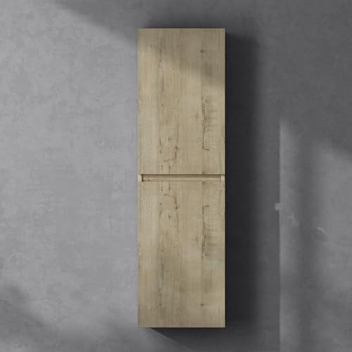 doporro Seitenschrank Badschrank Schmal Hochschrank Badezimmer Hängend Regal BxTxH ca: 35x20x120cm Midischrank in Eiche Greige Verona