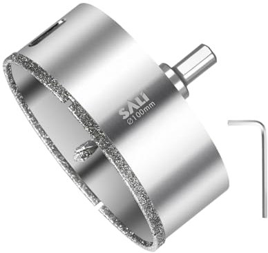 SALI Diamond Drill Bit 100 mm Diamond Hole Saw Drill with Center Guide Bit Glass Hole Saw Core Drill Bit for Glass/Tile/Ceramic/Marble/Limestone/Fiberglass/Porcelain Cutting