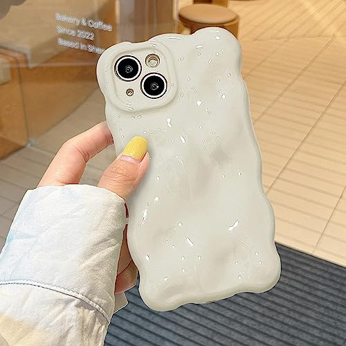 XIZYO Solid Color Wavy Bubble Case for iPhone 15 Plus, Cream White