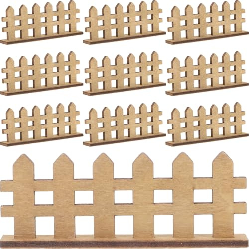 BESPORTBLE 10 Stücke Miniatur Zaun Holz, Mini Holzzaun Puppenstube Gartenzaun Miniatur Gartenzaun Holz Lattenzaun Miniaturzaun Micro Landschaft für DIY Basteln Dollhaus Bonsai Puppenhaus