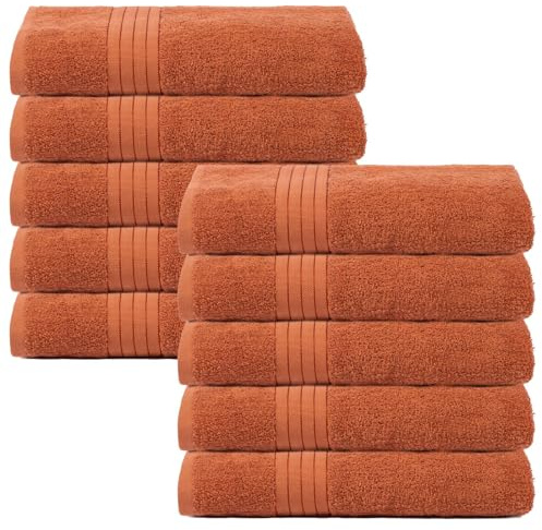 Brentfords Burnt Orange Bath Sheets, 100% Cotton Towels Super Soft Feel Extra Large Towels for Bathroom Quick Drying Towel Shower Bath Sheets Pack, 10 Piece