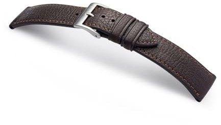 MANUFAKTURWERK Uhrenarmband EIMSBÜTTEL | Leder | für Damen und Herren | silberne Schließe, Größe:M (Standard). 22/20 mm, Farbe:Mokka