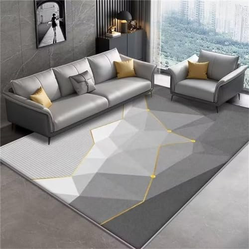 Kunsen deko Zimmer tumblr Teppich kurzflor super luxuriös grauer geometrischer Design-Wohnzimmerteppich pflegeleicht waschbar rutschfest Teppich modern 60X90CM