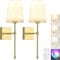 LABOREDUCER LED Wandleuchte Innen Kabellos Akku Wandleuchten 2 Stück mit Fernbedienung,Aufladbare 5000mAh Batterie mit Dimmbar RGB und 3 Farbtemperaturen,Vintage Retro Gold Wandlampe