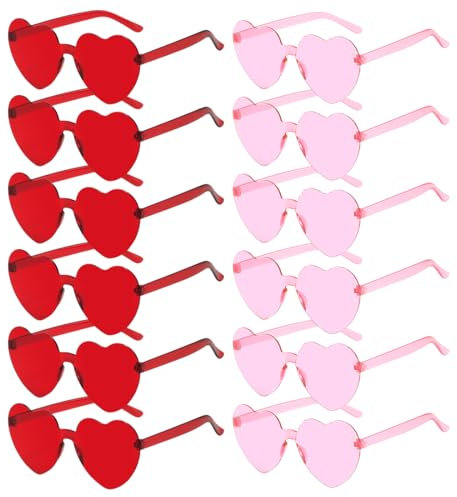 Sprinlot Herz Sonnenbrille Rot Rosa, Herz Party Brillen, Heart Shaped Brille, Brille Herzform 1
