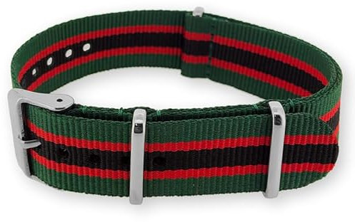 Natos.com - Regimental Grün Rot Schwarz NATO Uhrenarmband G10 Military Nylon Strap - 20 mm