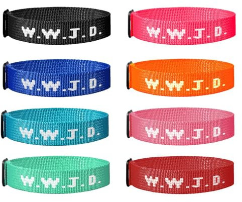 JewelryWe 8 Stück WWJD Jesus Armbänder: Verstellbare Gewebte Religiöse Christliche Strand Wrap für Kirche Fundraisers, Geschenk für Damen Herren Jungen Mädchen