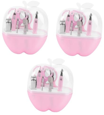 Mikinona 3St Nagelknipser-Kit kosmetikset nagelfeile set nagelzange set aknenadeln nagelknipser set Nagel-Kits Zubehörteil Spa Werkzeuge zum Trimmen von Fingernägeln 8 in 1 Nagelfeile Rosa