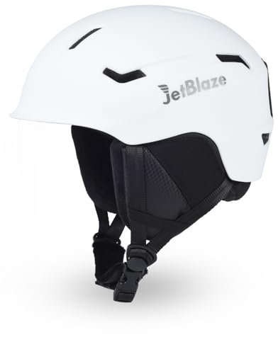 JetBlaze Skihelm Herren Damen Unisex Ski Helm Schneesporthelm mit Belüftungsöffnungen PC Schale EPS Kern für Skifahren Snowboard Schneehelm für Erwachsene Jugend Weiß Size M