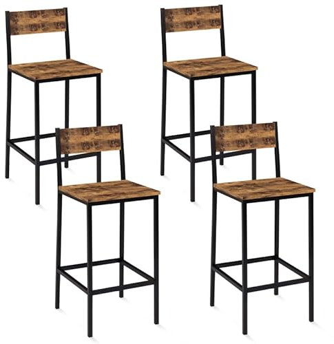 IDMarket - Lot de 4 tabourets de Bar Dayton avec Dossier Chaise de Cuisine Design Industriel