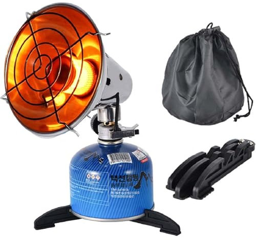 Mini Stufa a Gas Campeggio, Stufetta Gas Portatile Riscaldanti da Esterno con Supporto Regolabile e Borsa Portaoggetti, Riscaldatore a Gas per Inverno Picnic Escursionismo Viaggi