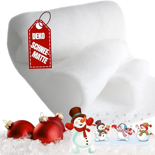 Qooltex Schneedecke 160x250cm (BxL) - Kunstschnee Deko Schneematte Künstliche Schneewatte Rolle - 2,5m länge (18mm dick) 180g/m² flächengewicht