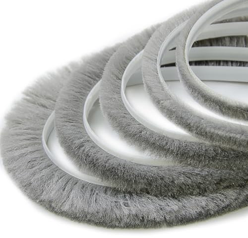 Joint à brosse DQ-PP - 1 m - Gris - 6,9 mm x 20 mm - Pour portes - Autocollant - Coupe-vent - Protection contre les insectes