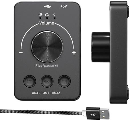 Multimedia Control Knob, Corner Processing, Computer Sound Controller, USB Volume Adjustment Knob, Ideal for Home, School, Work Areas and Internet Cafes (Dark)