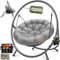 KESSER® Hängesessel mit Gestell Bali Hängeschaukel Hängestuhl bis 150kg für Indoor und Outdoor + Kissen & Seitentasche Hängekorb Stahlgestell & Schaumstoff Sitzpolster ideal für Wohnzimmer & Garten