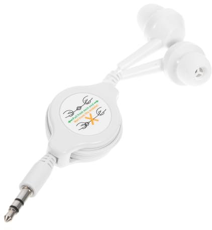 Happyyami Telescopic Earphones White Retractable Cord Earphones for Concerts In-ear Headphones 3.5mm Jack