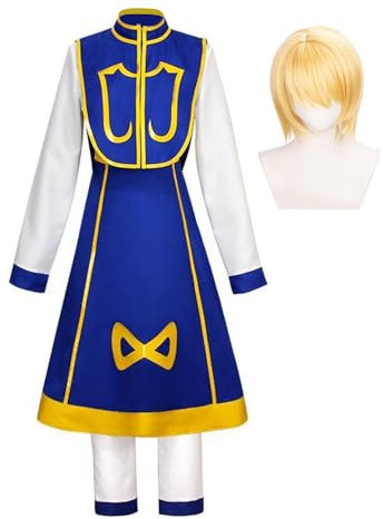 Zhongkaihua Kurapika Gon Freecss Cosplay-Kostüm mit Perücke, Bühne, Anime, Rollenspiel, Halloween, Party-Outfit, komplettes Set für Fans, Geschenke