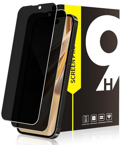 Bodyguard 2 Stück Schutzfolie für Panzerglas für iPhone 15 Pro Sichtschutzfolie, Ultra Transparent Bläschenfrei Anti-Fingerabdruck 15 Pro Blickschutz Schutzglas, 2.5D Kante Anti-Spähen Displayschutz