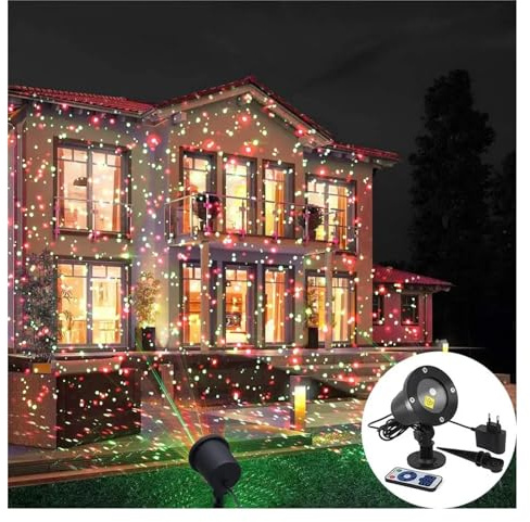 Proiettore di Natale a LED, Faretti R&G impermeabili for esterni con luce da palcoscenico a LED da giardino, for proiettori a stella, for la decorazione natalizia del prato per Esterno Natale Festa Gi