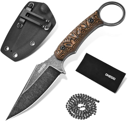 Omesio Coltello da Collo D2 8,5 cm G10 con Fodero Kydex