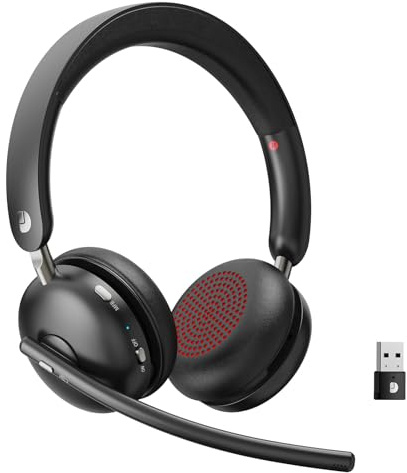 Dytole Wireless Headset with Mic for Work, Bluetooth 5.3 Headset with Noise Cancelling, Wireless Headphones with Mic & USB Dongle, 65H & Mute, Ideal for PC/Call Center/Computer/Laptop/Study