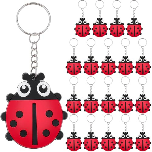BEAMARKER 20 Pièces Coccinelle Porte-clés Insecte Porte-clés PVC Plastique Dessin animé Animal Coccinelle Porte-clés Sac Pendentif pour Fête Anniversaire Été Sac à main Sac à dos Portefeuille Clé Télé