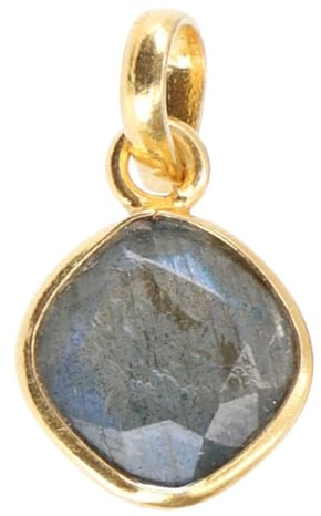 GURU SHOP Vergoldeter Anhänger mit Geschliffenem Halbedelstein - Labradorit, 1x1 cm
