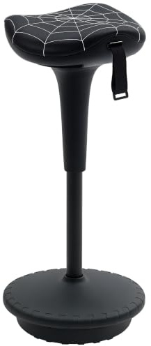 Vinsetto Bürohocker mit Schwenkfunktion 65,5-83,5 cm Schwarz | Ergonomischer Hocker, Arbeitshocker Sitzhocker, Groß Sockel, Höhenverstellbar, 120° Neigbar Stehhocker, Anti-Rutsch, Büro