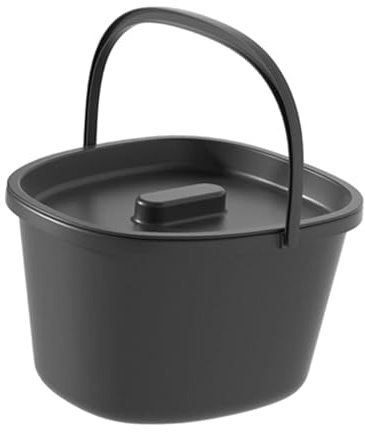 Dualoai Seau de Chaise Percée Pot de Chambre Adulte Urinoir Portable Seau de Lit Toilette de Camping Compact avec Couvercle Anti Odeurs Adapté pour Les Voyag, Noir
