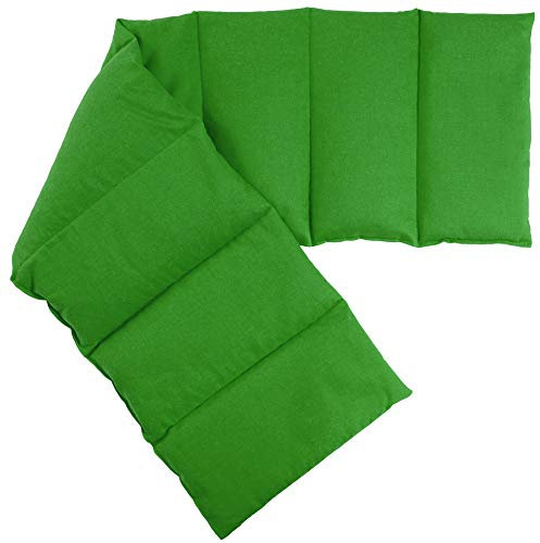 Kirschkernkissen 75x20cm groß 8-Kammer, froschgrün - Wärmekissen, Körnerkissen für Mikrowelle und Backofen, Kirschkerne