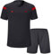 SHINESTONE Herren-Schiedsrichter-Trikot, für Fußball, Kurze Ärmel (Schwarz, Large)