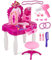 Prextex Enchanting Princess Kids Vanity Table Set - Glamorous Pink Make-Up Table, Beauty Mirror, Pink Stool Chair, Stocking Fillers, and Accessories for Girls' Imaginative Play, for Ages 3 and Up