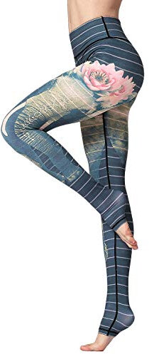 FLYILY Schöne Printed Sport Leggings Damen Sporthose Fitnesshose Yoga Leggings Sporthosen für Damen(Elephant,M)