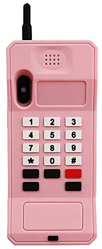 UnnFiko 3D Silicone Case Compatible with iPhone X/iPhone Xs, Retro Classic Creative Soft Rubber Bumper Cover Cool Fun Thick Protective Stand Case (Retro Cellphone Pink, iPhone X)