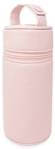 Duffi Baby Termo porta biberon polipiel bebe. Bolsa termica portabiberon caliente y frio. Funda isotermica para biberones o termo portatil. Cremallera y asa. Limpieza facil. Color Rosa