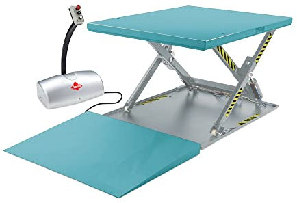 Ameise Elektro-Flach-Scheren-Hubtisch SLT mit Einfach-Schere | 1.000 kg Tragkraft | 80-840 mm Hubbereich | ergonomische und individuelle Greifhöhe | 1.450 x 1.140 mm Plattform