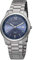 REGENT Reloj de hombre con pulsera de eslabones de titanio y carcasa de titanio de 36 mm de diámetro, cuarzo, números arábigos y fecha, azul
