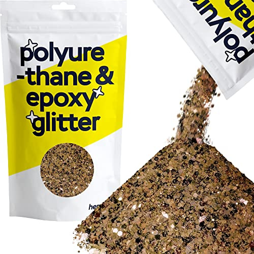 Hemway Resin Glitter Bronze Gold Black Tiger 100g Mixed Chunky | Polyurethane & Epoxy Glitter for Resin Crafts, Tumblers, Coasters, Floor & Table Art