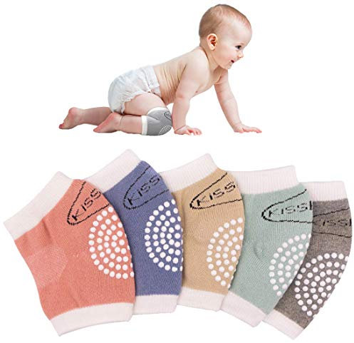 Simoda Knieschoner Baby Krabbeln 5 Paar Baby Knieschützer mit Gummipunkte Verstellbare Anti Rutsch Krabbelhilfe Baumwolle Beinlinge Unisex Atmungsaktiv Elastische Socken