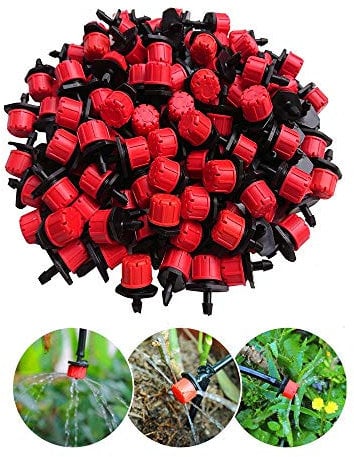 Suinga Pack 100 Gotero Regulable para Riego de 0 a 70 Litros | Gotero Rojo Ajustable | Goteros para Riego por goteo, rojo