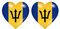 Akachafactory 2X Sticker Aufkleber Flaggen Flagge Fahne Herzen Barbados BDS